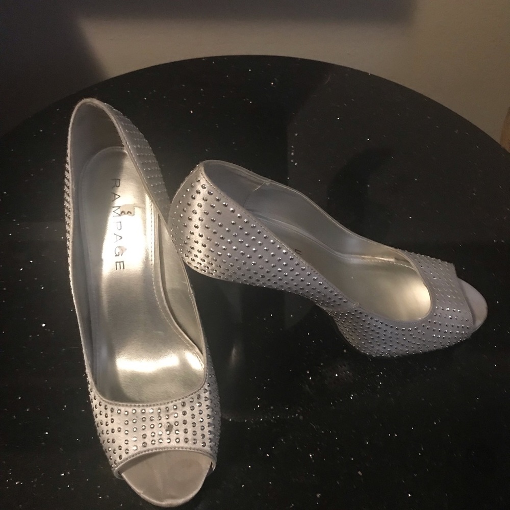 Sequin Studded Silver Heels- Rampage